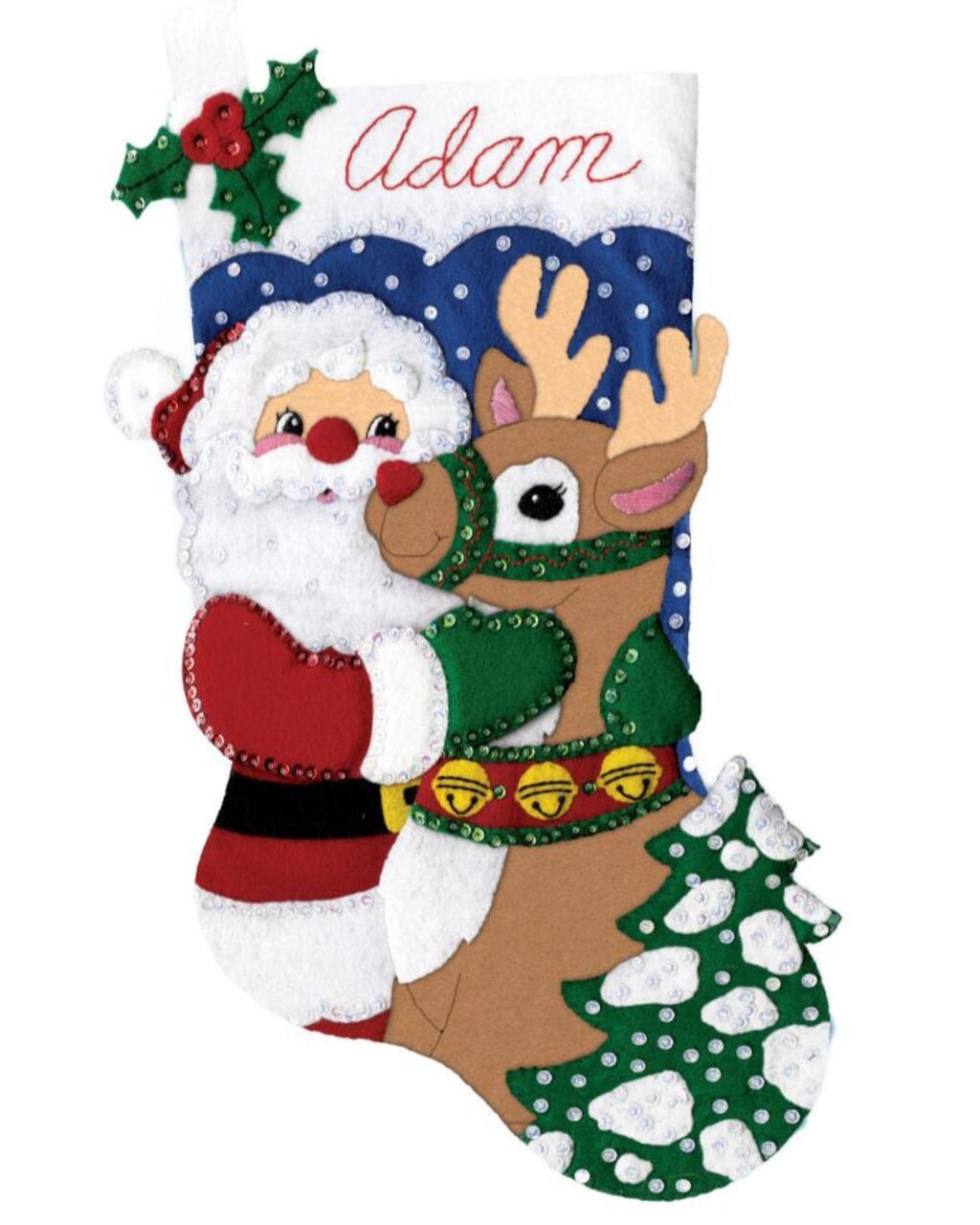 DIY Design Works Santa & Deer Christmas Holiday Felt Stocking Kit 5293